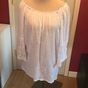 Zac & Rachel white boho top sz L